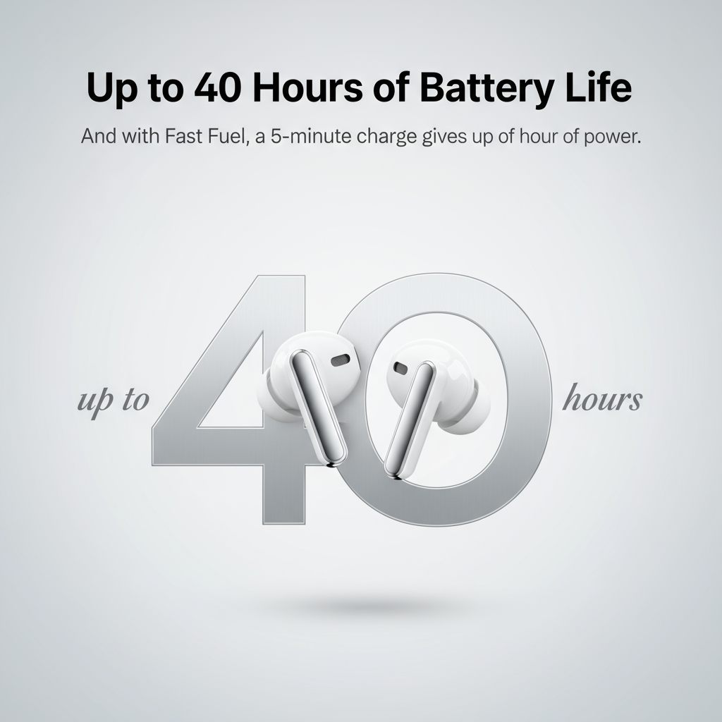 40 Hours Battery Life - HTC AI Earbuds