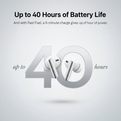 40 Hours Battery Life - HTC AI Earbuds